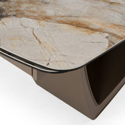 Dunster - Contemporary Beige Ceramic + Metallic Grey Extendable Dining Table — view 4