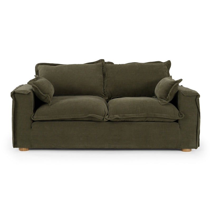 Durbin - Modern Green Fabric Loveseat — view 2