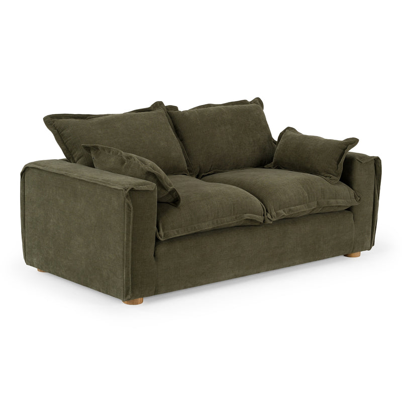 Durbin - Modern Green Fabric Loveseat — view 3