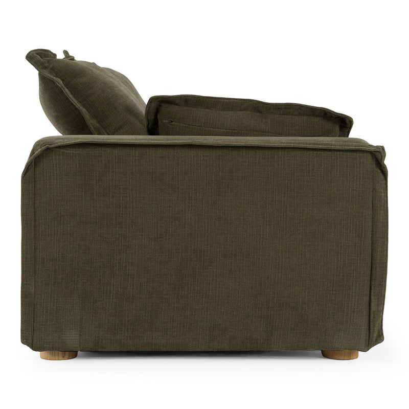 Durbin - Modern Green Fabric Loveseat — view 4