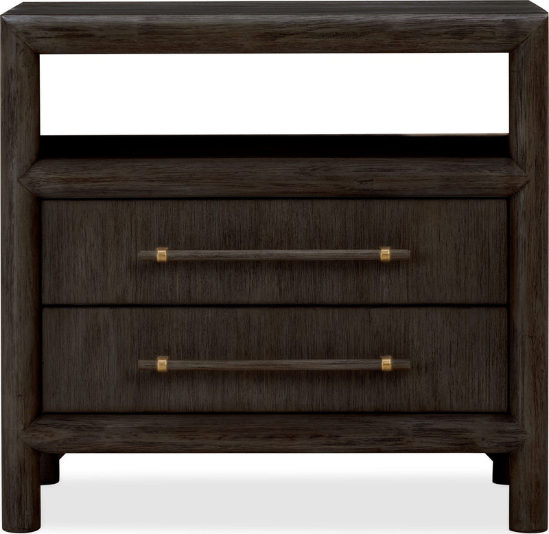 Dorsey Two Drawer USB-charging Nightstand in Basalt Grey