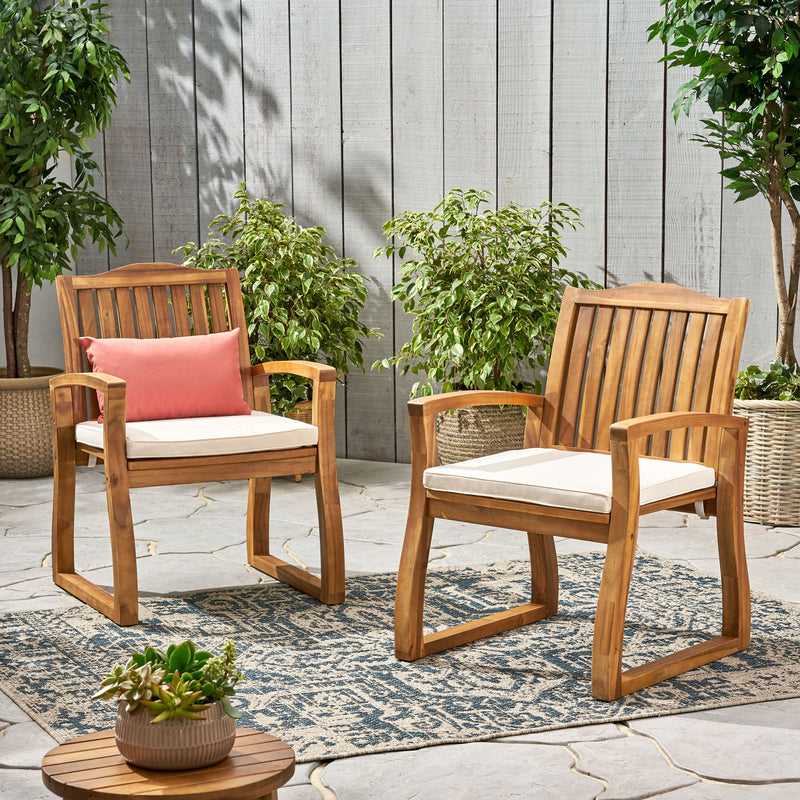 Della - Wood Armchair (Set of 2) Outdoor Dining Chairs - Cream - R&R Furniture Gallery (Fountain Valley, CA)