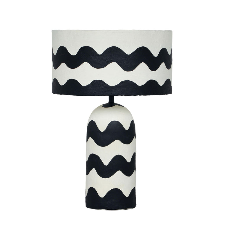 Tropea - Black Waves Papier Mache Table Lamp - Black Waves - R&R Furniture Gallery (Fountain Valley, CA)