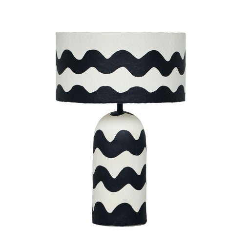 Tropea - Black Waves Papier Mache Table Lamp - Black Waves - R&R Furniture Gallery (Fountain Valley, CA)
