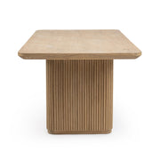 Classic Home Vander oak wood dining table, 84 inches long, showcasing a smooth tabletop and sturdy wooden legs.