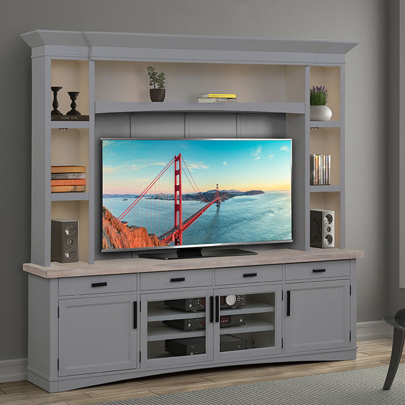 Americana Modern - TV Console with Hutch, Backpanel and LED Lights - R&R Furniture Gallery (Fountain Valley, CA)
