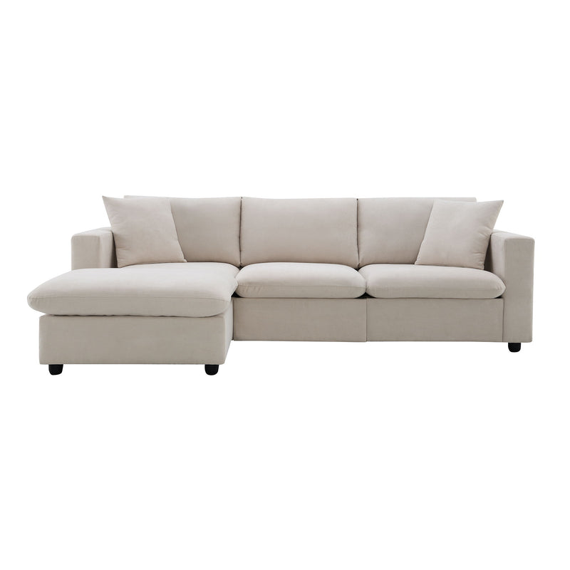 Modern Sectional Sofa With Throw Pillows, Cloud L Shaped Couch Set With Wide 4 Seat Comfy Couch Set With Movable Ottoman - R&R Furniture Gallery (Fountain Valley, CA)