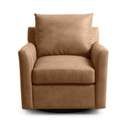 Classic Home Olivia swivel chair with a cushioned seat and wooden base, showcasing a stylish and comfortable modern design.