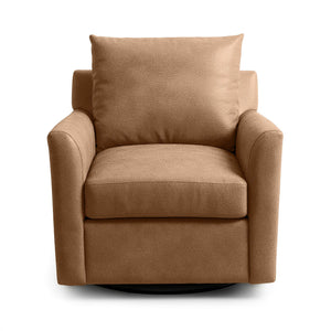 Classic Home Olivia swivel chair with a cushioned seat and wooden base, showcasing a stylish and comfortable modern design.