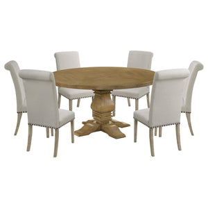 Florence 7-piece Round Dining Table Set Rustic Honey