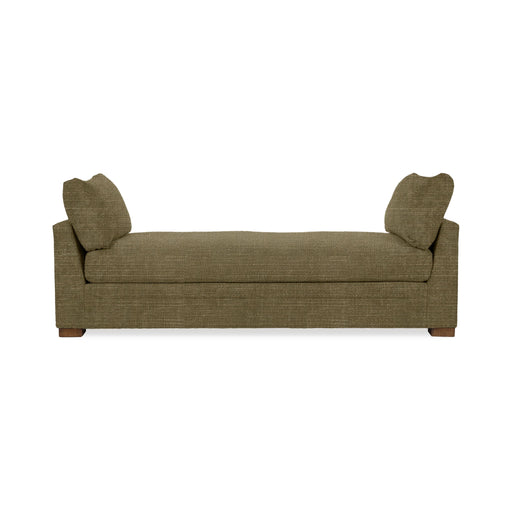 Classic Home Audrey daybed with a wooden frame and upholstered cushions, shown in a cozy, stylish bedroom setting.