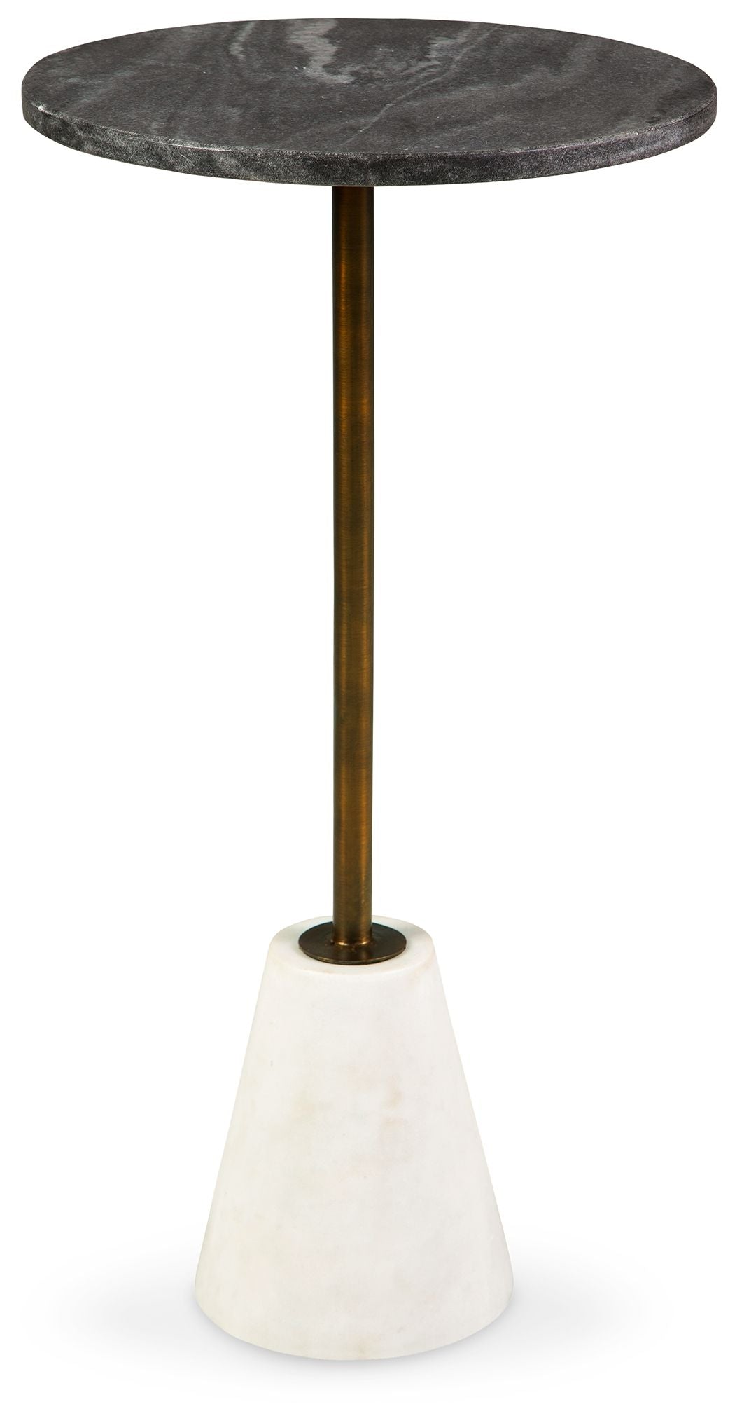 Caramont - Accent Table with White Base - Black / White / Gold Finish - R&R Furniture Gallery (Fountain Valley, CA)