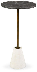 Caramont - Accent Table with White Base - Black / White / Gold Finish - R&R Furniture Gallery (Fountain Valley, CA)
