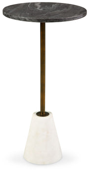 Caramont - Accent Table with White Base - Black / White / Gold Finish - R&R Furniture Gallery (Fountain Valley, CA)