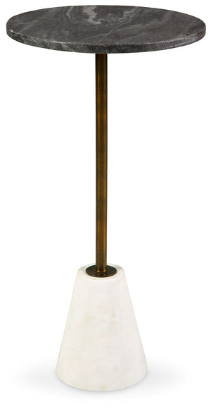 Caramont - Accent Table with White Base - Black / White / Gold Finish - R&R Furniture Gallery (Fountain Valley, CA)