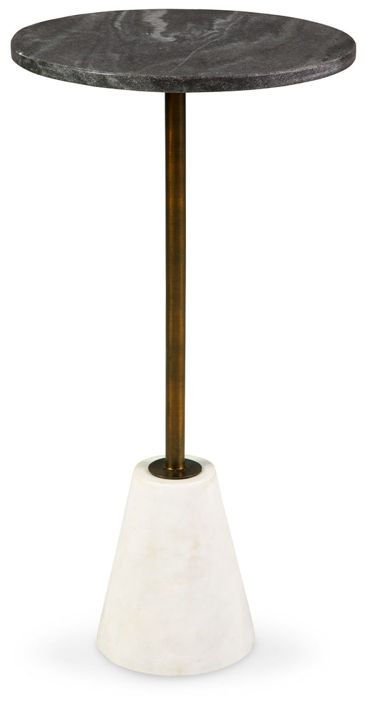 Caramont - Accent Table with White Base - Black / White / Gold Finish - R&R Furniture Gallery (Fountain Valley, CA)