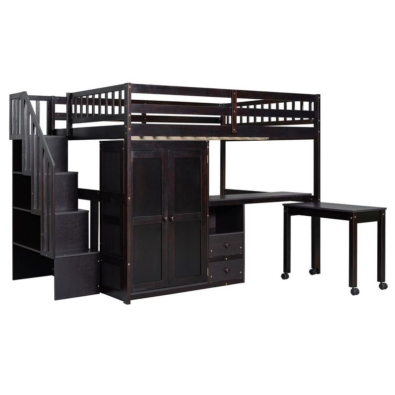 Loft Bed With Stairs, Bookshelf, Drawers, Desk & Wardrobe, Space Saving Multifunctional Furniture - R&R Furniture Gallery (Fountain Valley, CA)