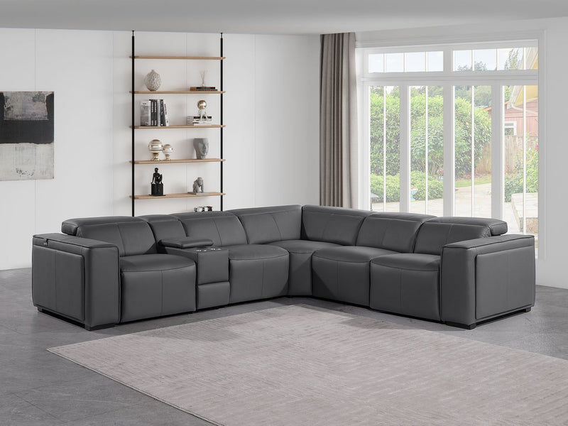 1224 - 6-Piece L-Shaped Sectional Sofa In With 3 Power Recliners & Power Headrests - R&R Furniture Gallery (Fountain Valley, CA)