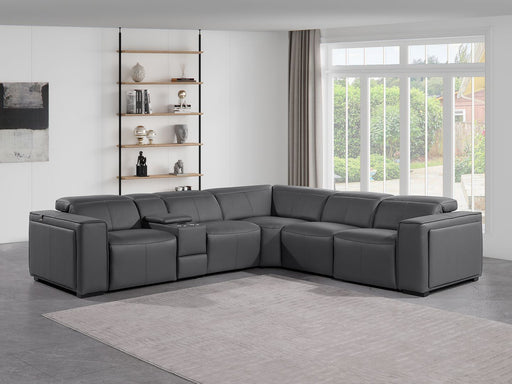 1224 - 6-Piece L-Shaped Sectional Sofa In With 3 Power Recliners & Power Headrests - R&R Furniture Gallery (Fountain Valley, CA)