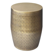 Johnsen - Cross Hatch Pattern Accent Table - Antique Gold - R&R Furniture Gallery (Fountain Valley, CA)