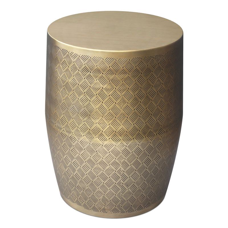 Johnsen - Cross Hatch Pattern Accent Table - Antique Gold - R&R Furniture Gallery (Fountain Valley, CA)