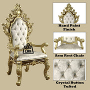 Desiderius - Arm Chair (Set of 2) - Antique Gold & Hand-Painted Brown - R&R Furniture Gallery (Fountain Valley, CA)