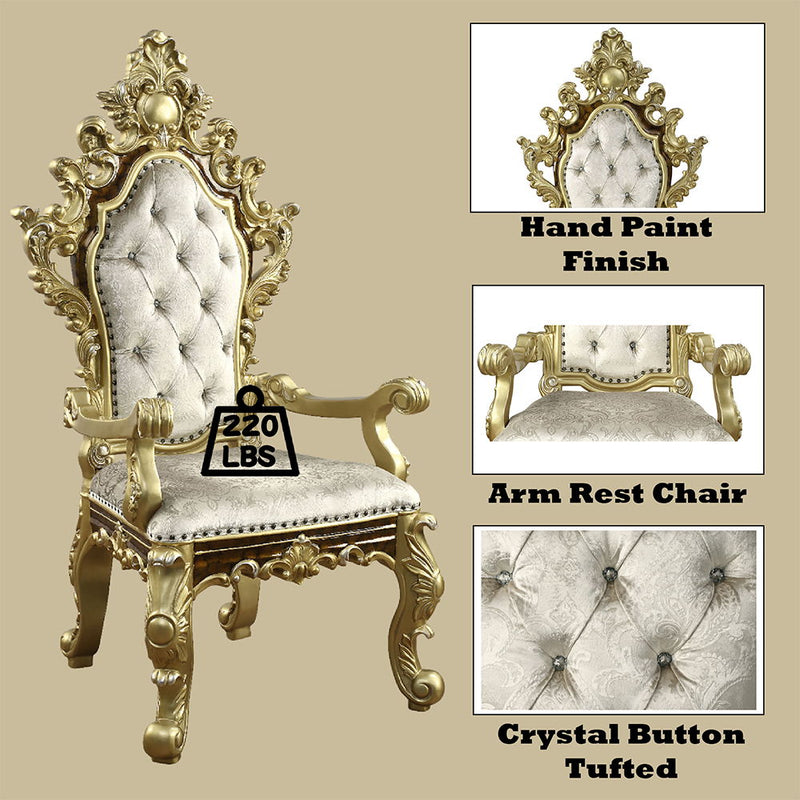 Desiderius - Arm Chair (Set of 2) - Antique Gold & Hand-Painted Brown - R&R Furniture Gallery (Fountain Valley, CA)
