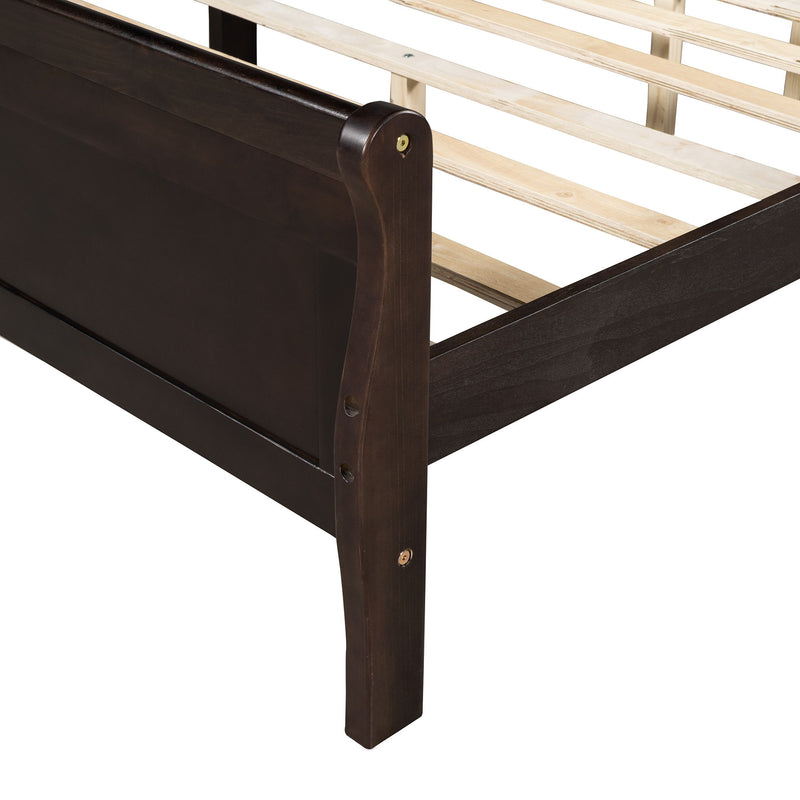 Platform Bed Frame Mattress Foundation Sleigh Bed With Headboard / Footboard / Wood Slat Suppor - R&R Furniture Gallery (Fountain Valley, CA)