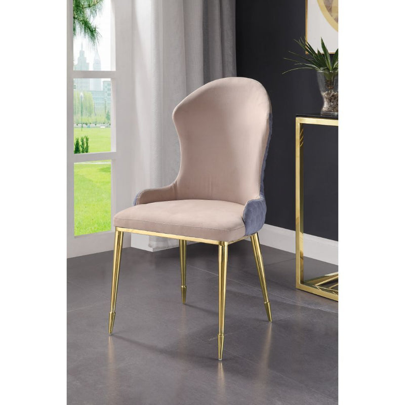 Caolan - Side Chair (Set of 2) - Tan, Lavender Fabric & Gold - R&R Furniture Gallery (Fountain Valley, CA)
