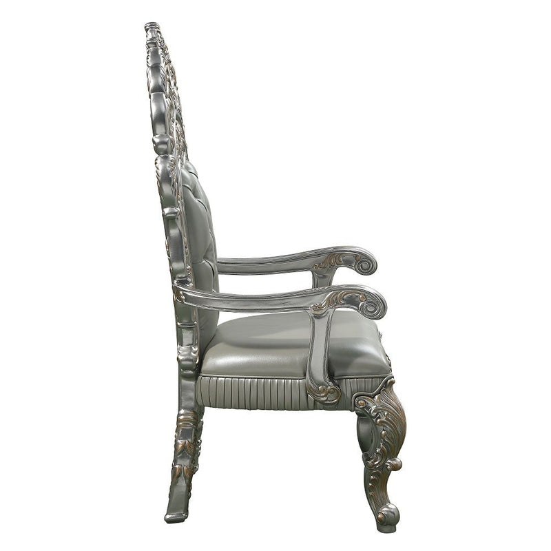 Sandoval - Arm Chair (Set of 2) - Beige Synthetic Leather & Champagne - R&R Furniture Gallery (Fountain Valley, CA)