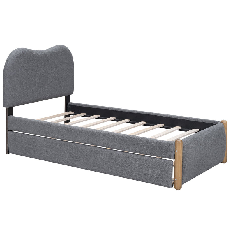 Upholstered Platform Bed With Wood Supporting Feet And Trundle - R&R Furniture Gallery (Fountain Valley, CA)