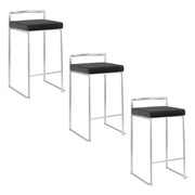 Lumi Source Fuji contemporary elegant stackable counter stool set with sleek design and wooden legs, ideal for modern kitchen counters.