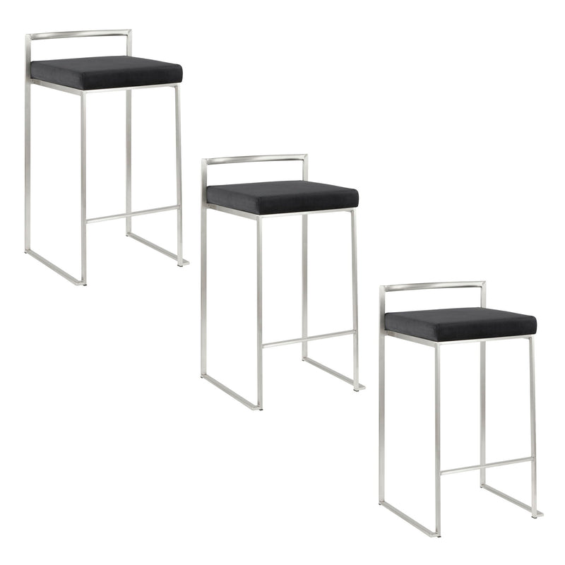 Lumi Source Fuji contemporary elegant stackable counter stool set with sleek design and wooden legs, ideal for modern kitchen counters.