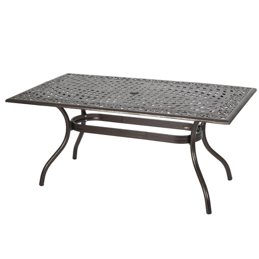 Celestine - Outdoor Cast Aluminum Dining Table With Floral Lattice Design And Umbrella Holder - R&R Furniture Gallery (Fountain Valley, CA)