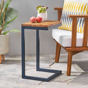 C Shaped End Table With Iron Base And Fir Wood To - R&R Furniture Gallery (Fountain Valley, CA)