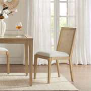 Dining Chair With Synthetic Cane Back And Upholstered Seat (Set of 2) - Natural - R&R Furniture Gallery (Fountain Valley, CA)