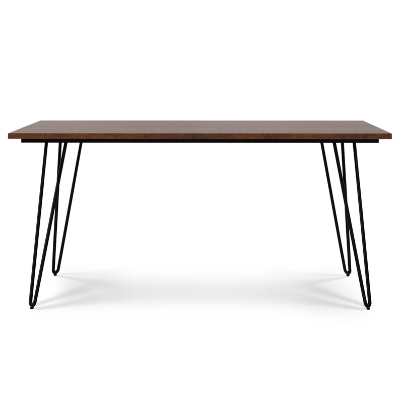 Handcrafted Hunter dining table by Simpli-Home featuring a sturdy wooden surface and elegant design for modern dining rooms.