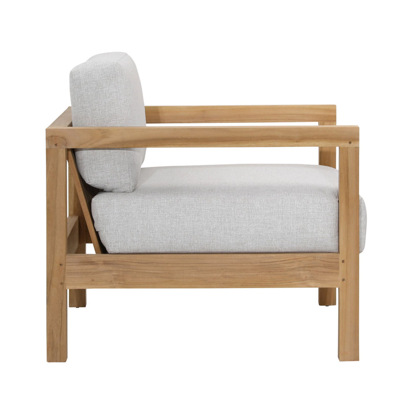 Boe - Outdoor Occasional Chair - Light Gray And Natural Teak
