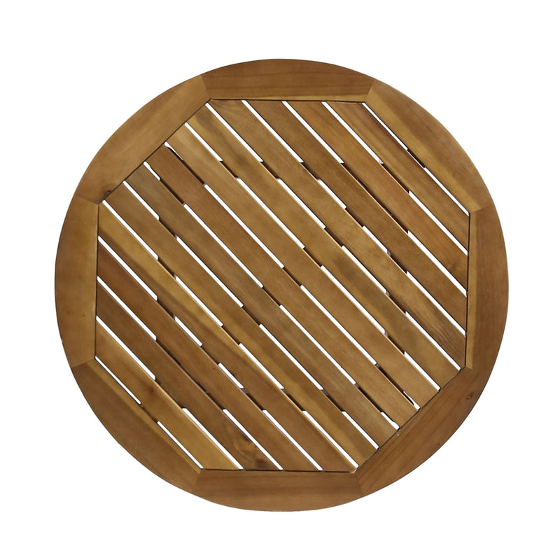 Noble House Stamford modern outdoor bistro table with water-resistant teak finish, perfect for patio or garden dining.