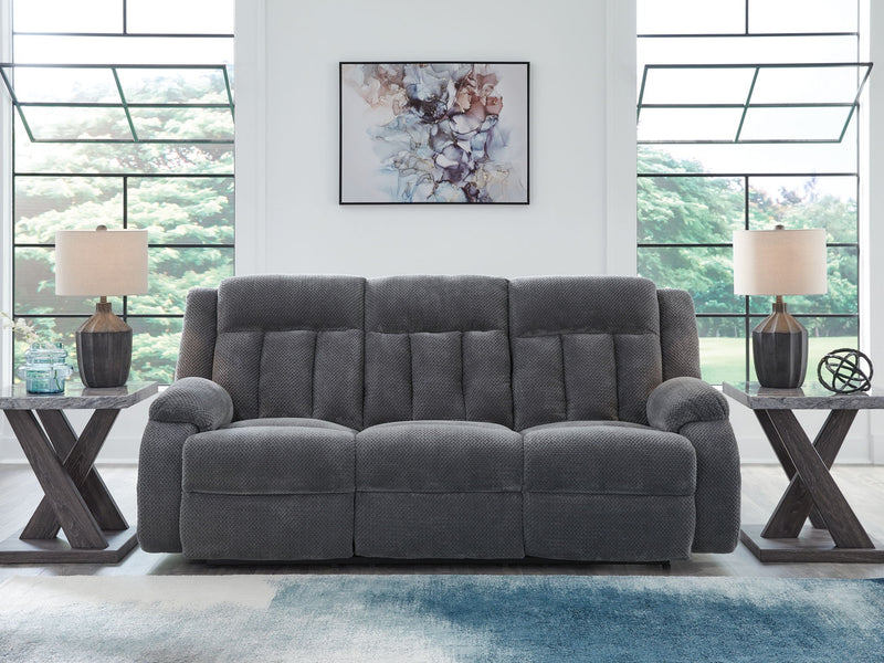 Observation - Reclining Power Sofa With Drop Down Table - Steel - R&R Furniture Gallery (Fountain Valley, CA)
