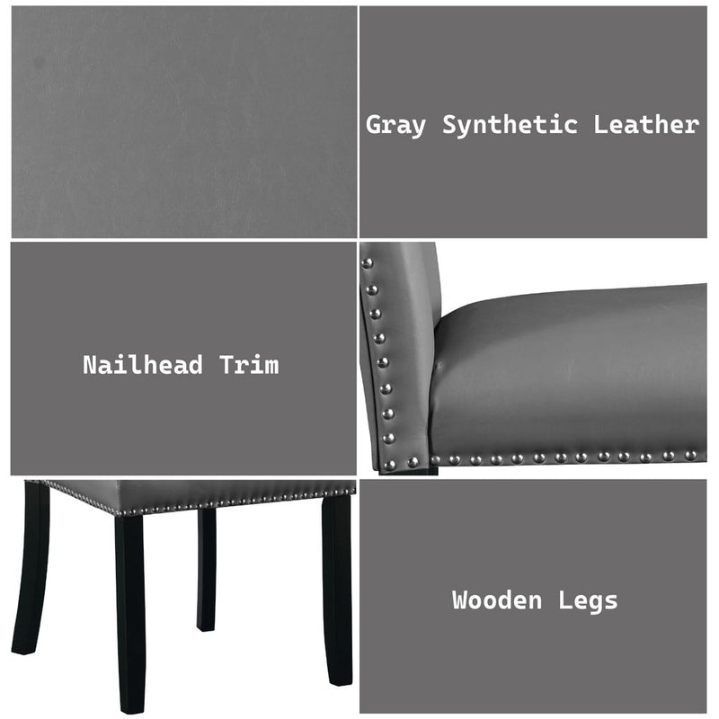 Caralin - Side Chair (Set of 2) - Gray Synthetic Leather & Black - R&R Furniture Gallery (Fountain Valley, CA)