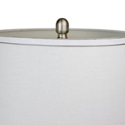 Pair of Lumi Source Cairo contemporary table lamps with nickel and white finish, silver trim, and modern design.