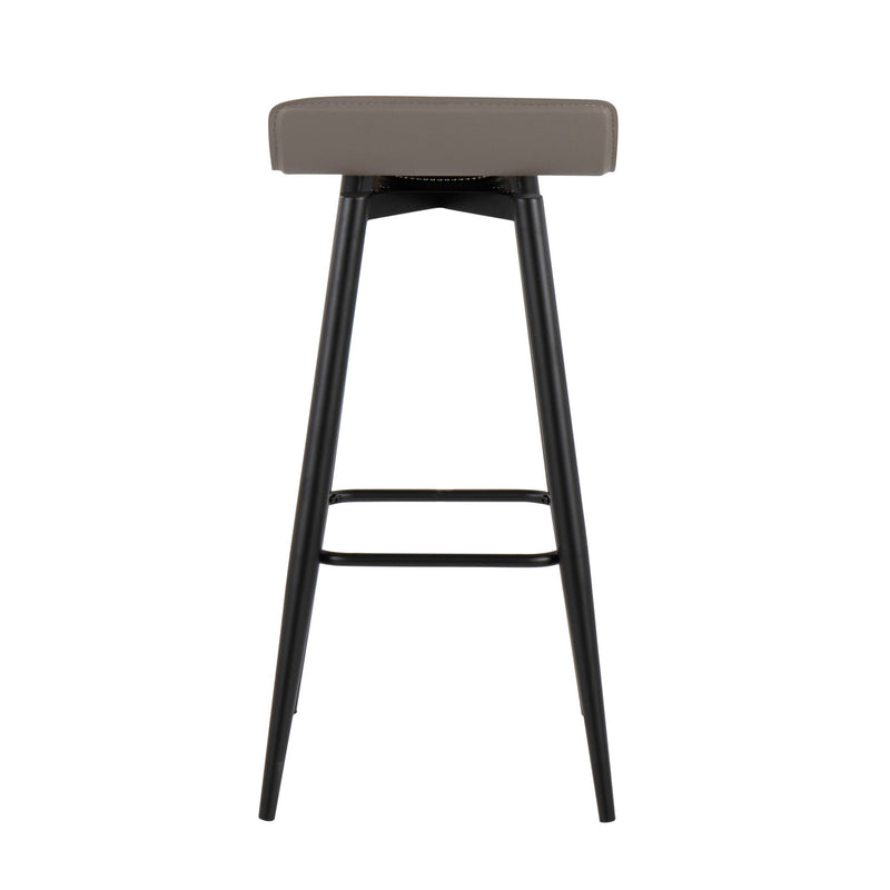 Set of two Lumi Source Ale contemporary fixed height bar stools with sleek design and wooden legs, ideal for modern kitchen or bar setup.