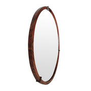 Hausen - Mid-Century Modern Round Accent Wall Mirror - Brown Walnut - R&R Furniture Gallery (Fountain Valley, CA)