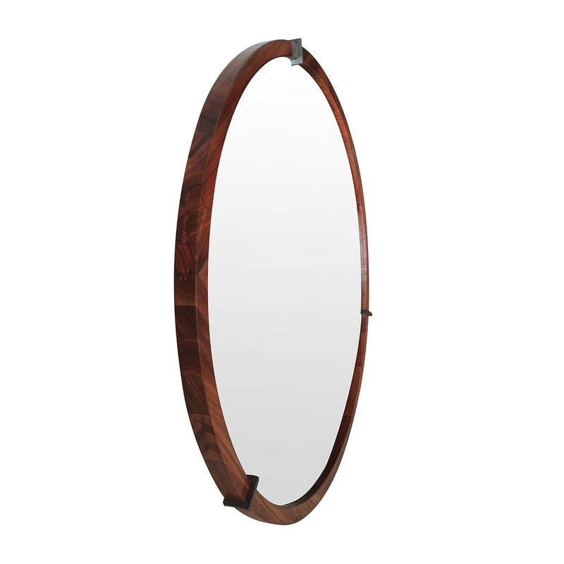 Hausen - Mid-Century Modern Round Accent Wall Mirror - Brown Walnut - R&R Furniture Gallery (Fountain Valley, CA)