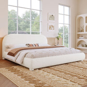 Upholstered Simple Modern Bedroom Bed With Curved Headboard - R&R Furniture Gallery (Fountain Valley, CA)