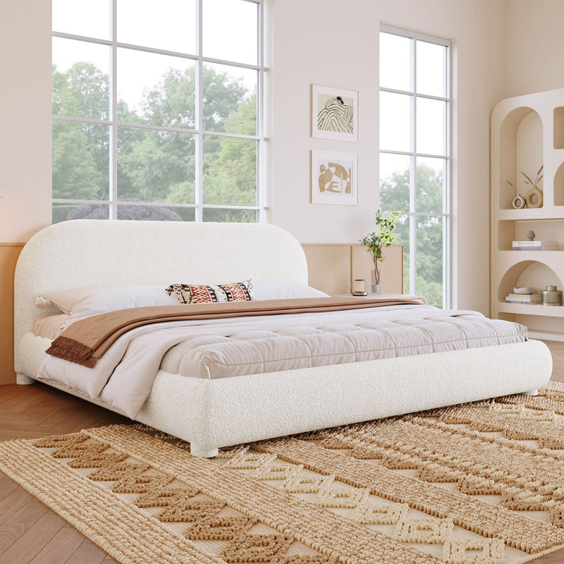 Upholstered Simple Modern Bedroom Bed With Curved Headboard - R&R Furniture Gallery (Fountain Valley, CA)