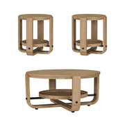 Escape - 3 Piece Occasional Table Set - Glazed Natural Oak / Black Metal Trim - R&R Furniture Gallery (Fountain Valley, CA)