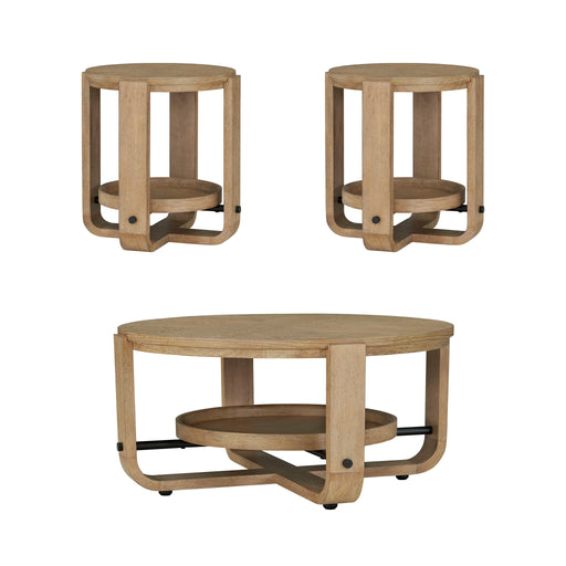 Escape - 3 Piece Occasional Table Set - Glazed Natural Oak / Black Metal Trim - R&R Furniture Gallery (Fountain Valley, CA)