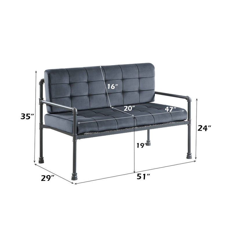 Brantley - Loveseat - Gray Velvet & Sandy Gray - R&R Furniture Gallery (Fountain Valley, CA)